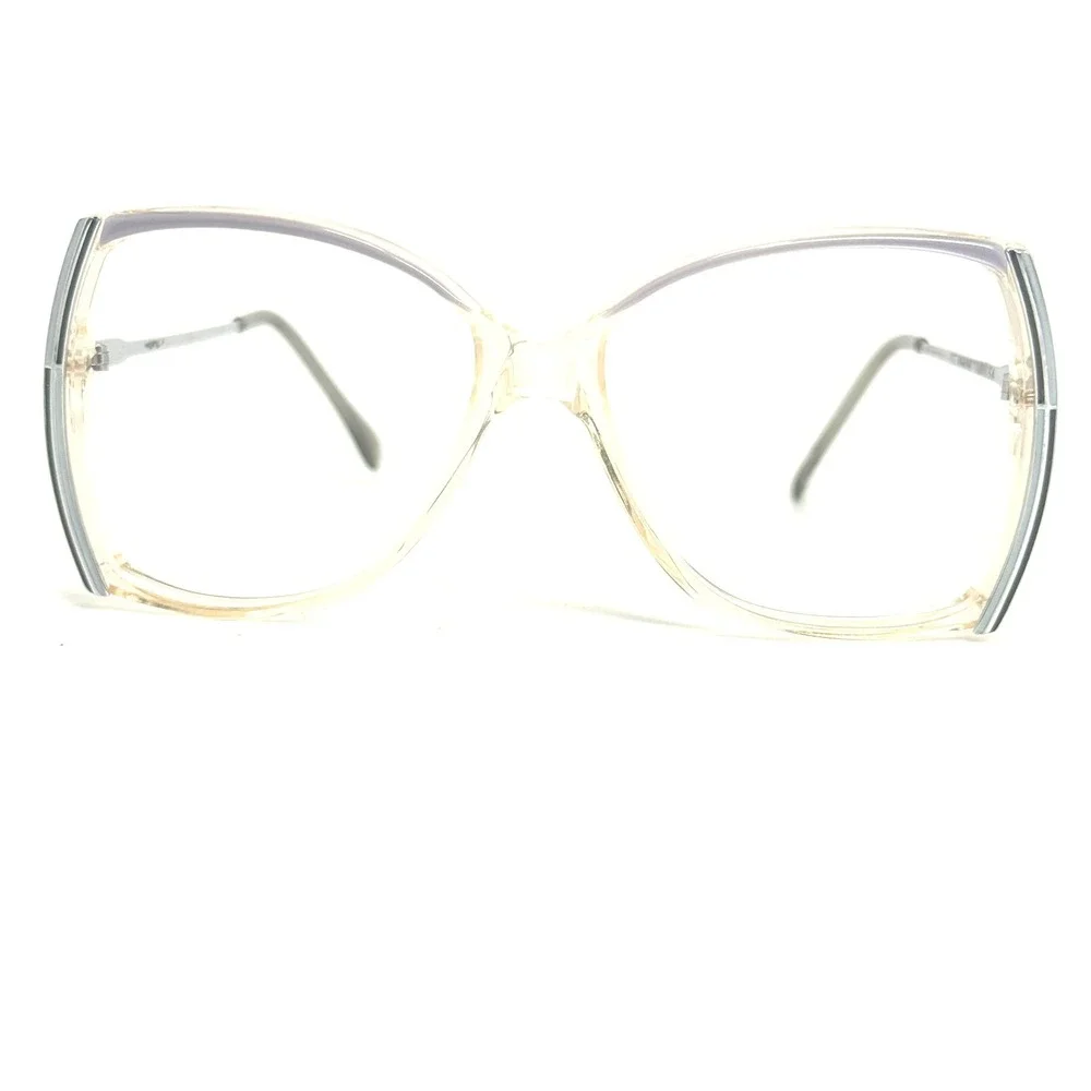 Zylloware 201 Vintage Oversized Butterfly Eyeglasses Clear Silver Frames  22583‎